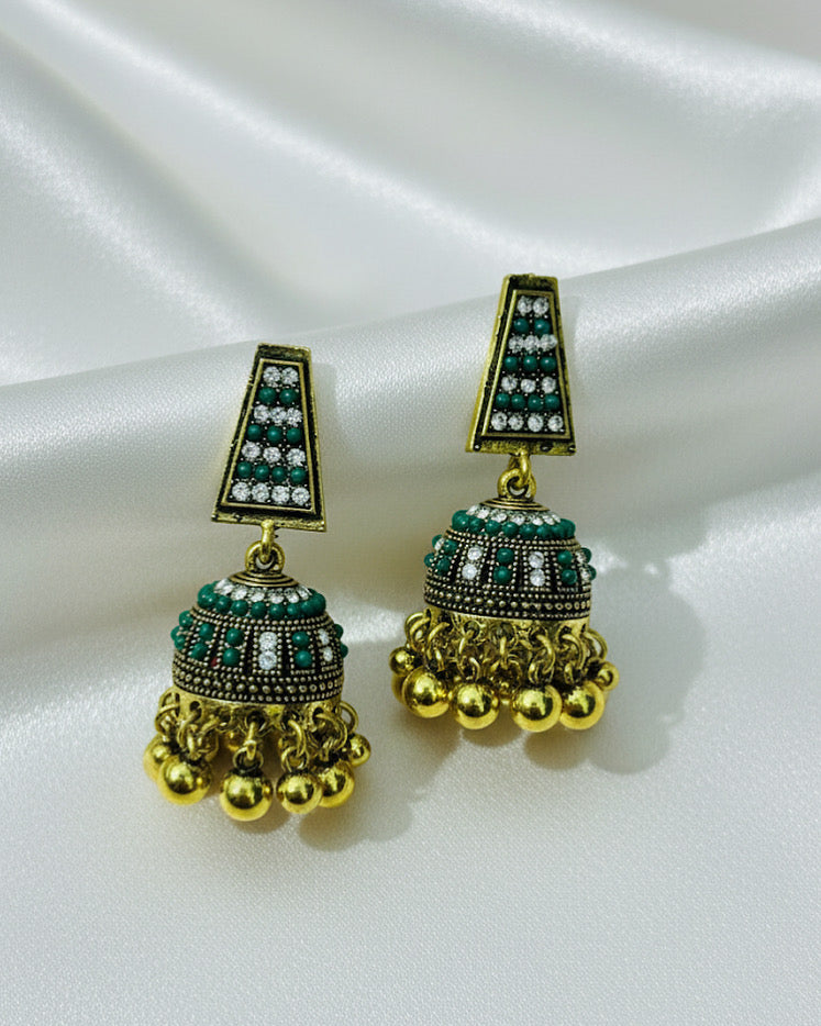 Emerald Drop Jhumkas