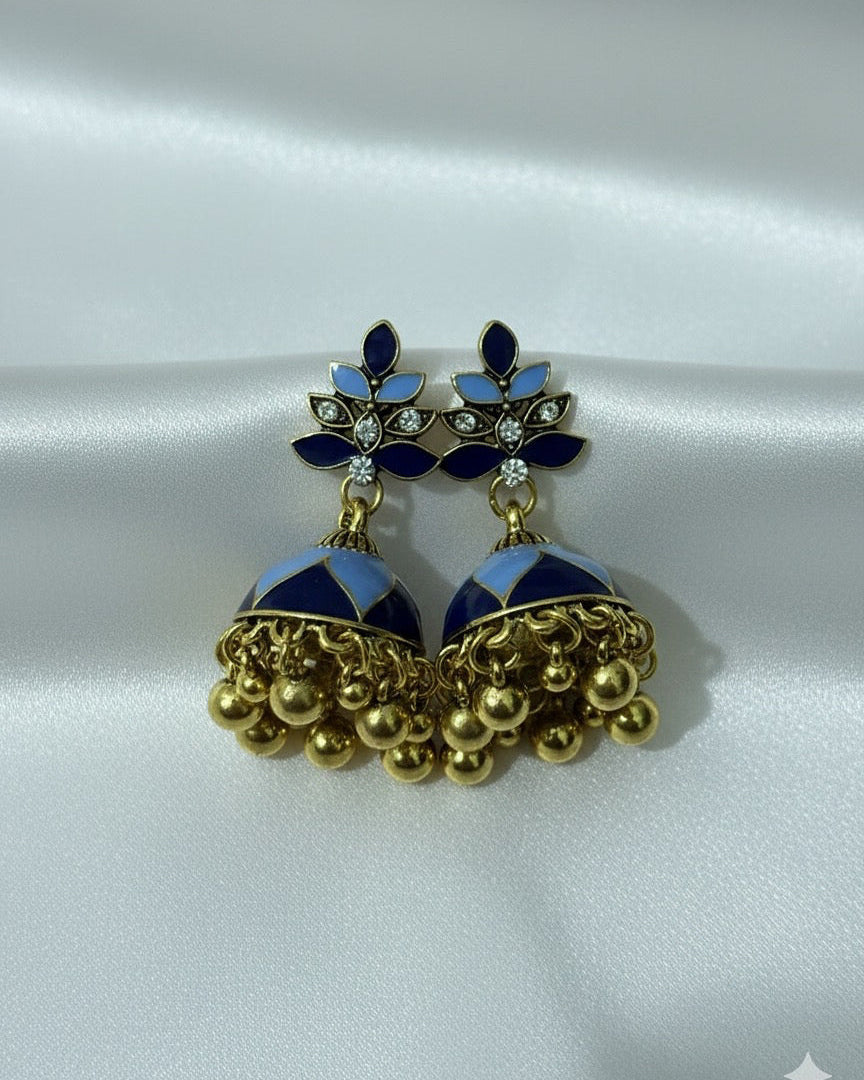 Sapphire Charm Jhumkas