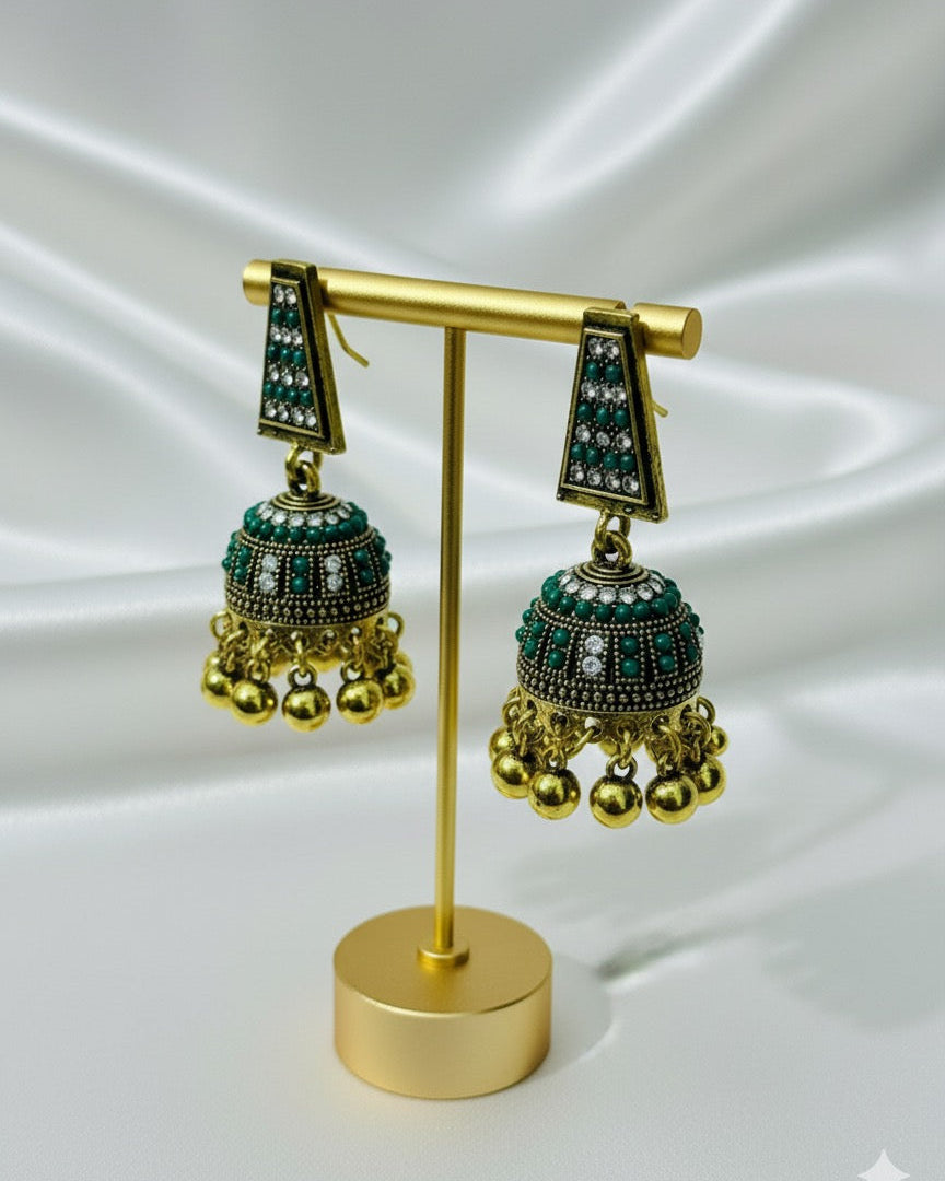 Emerald Drop Jhumkas