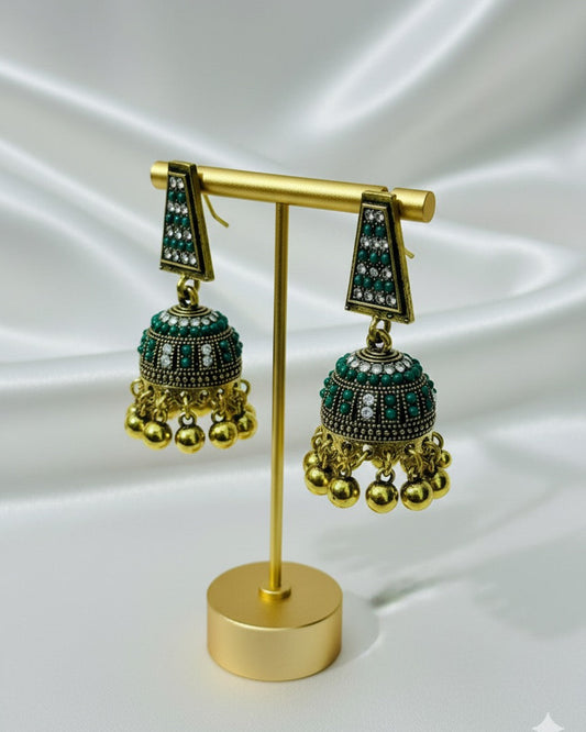 Emerald Drop Jhumkas